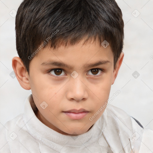 Neutral white child male with short  brown hair and brown eyes