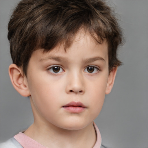 Neutral white child male with short  brown hair and brown eyes