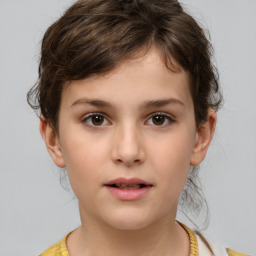 Neutral white child female with medium  brown hair and brown eyes