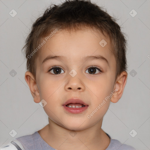 Neutral white child male with short  brown hair and brown eyes