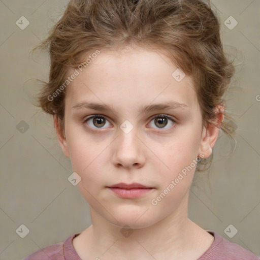 Neutral white child female with medium  brown hair and brown eyes