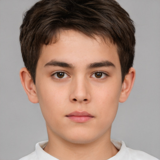 Neutral white child male with short  brown hair and brown eyes