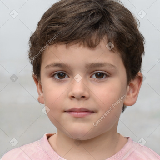 Neutral white child male with short  brown hair and brown eyes