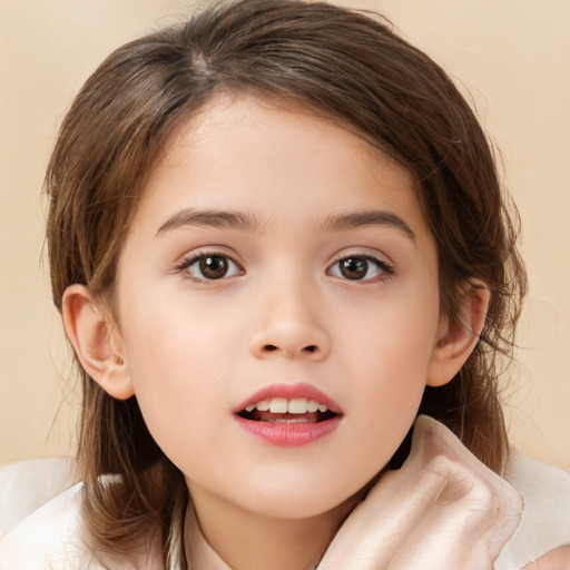 Neutral white child female with medium  brown hair and brown eyes