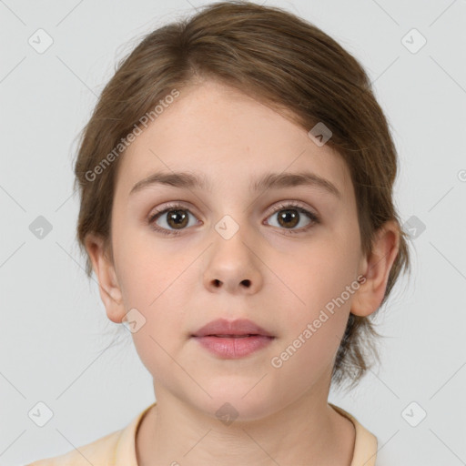 Neutral white child female with medium  brown hair and brown eyes