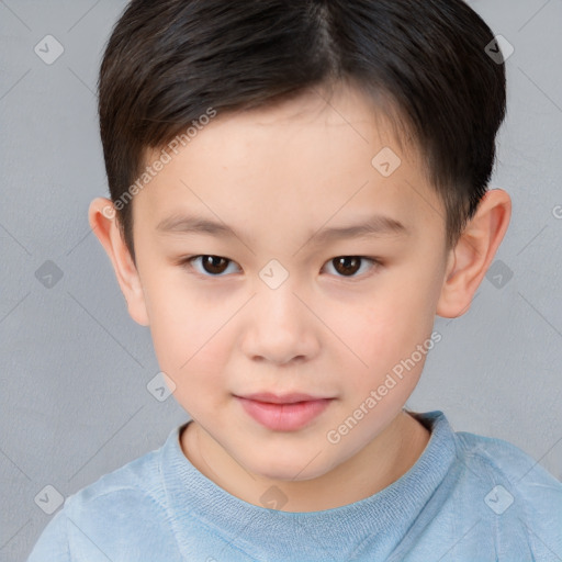 Neutral white child male with short  brown hair and brown eyes