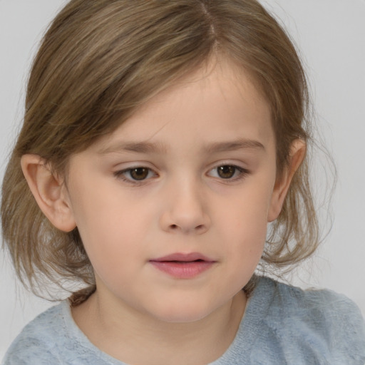 Neutral white child female with medium  brown hair and brown eyes