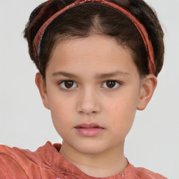 Neutral white child female with short  brown hair and brown eyes