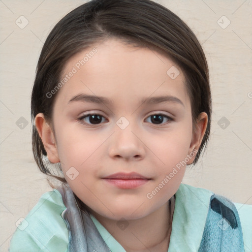 Neutral white child female with medium  brown hair and brown eyes