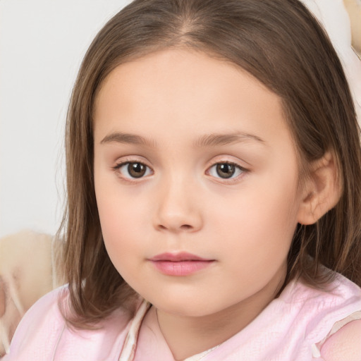 Neutral white child female with medium  brown hair and brown eyes