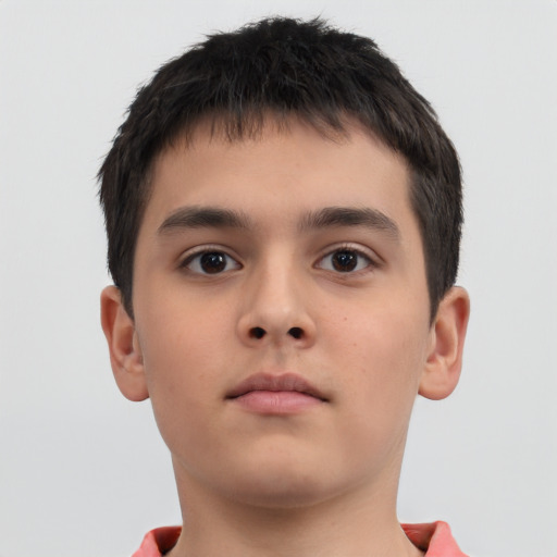 Neutral asian child male with short  brown hair and brown eyes