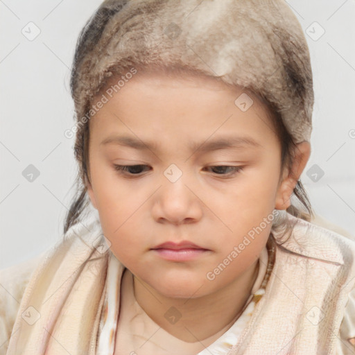 Neutral white child female with short  brown hair and brown eyes