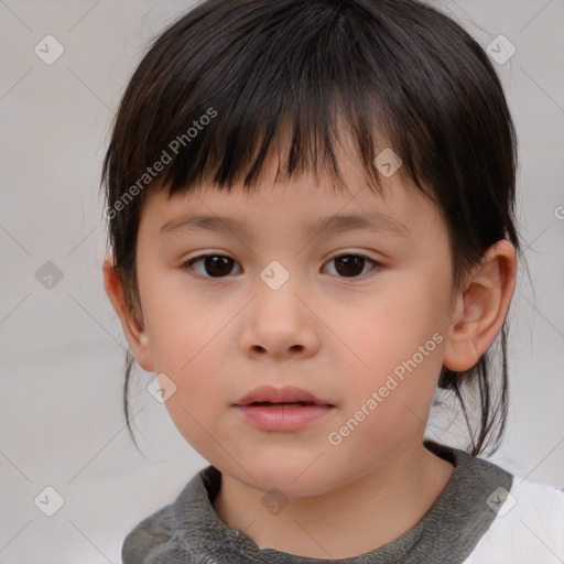 Neutral white child female with medium  brown hair and brown eyes