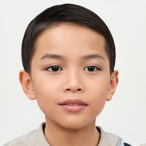 Neutral asian child female with short  brown hair and brown eyes