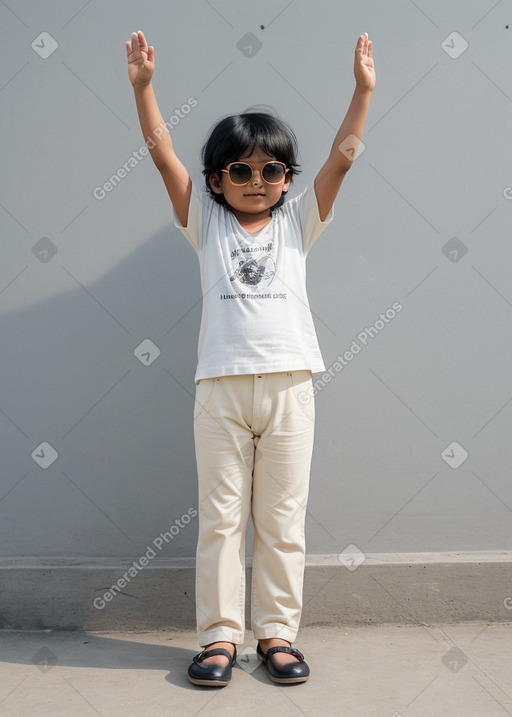 Nepalese child girl with  white hair