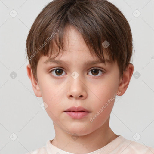 Neutral white child male with short  brown hair and brown eyes