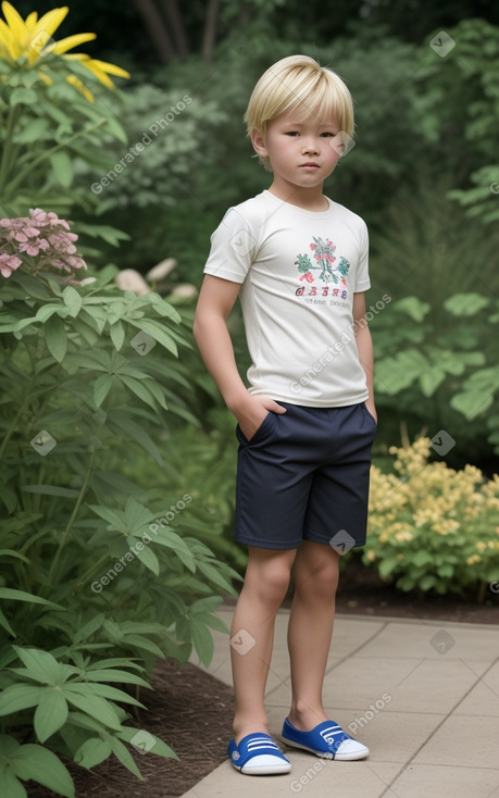 Mongolian child boy with  blonde hair