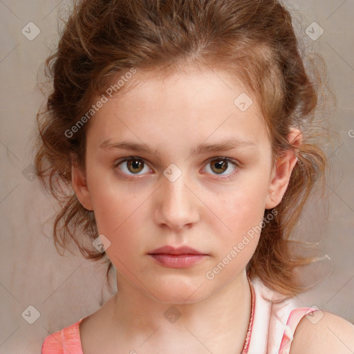 Neutral white child female with medium  brown hair and brown eyes