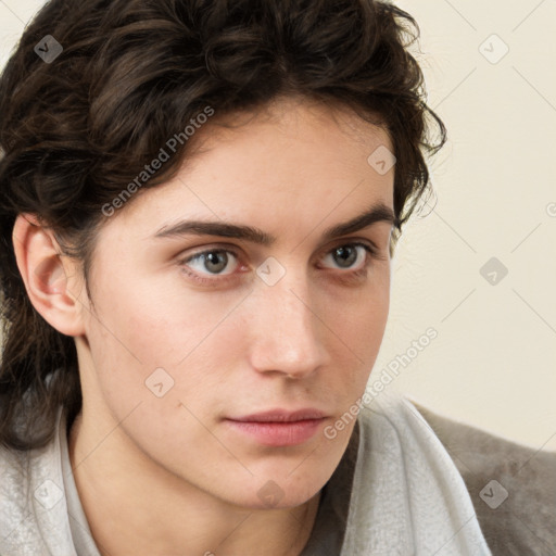 Neutral white young-adult male with medium  brown hair and brown eyes