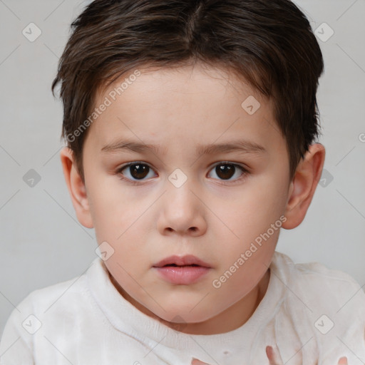 Neutral white child female with short  brown hair and brown eyes