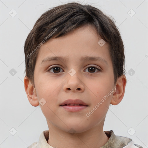 Neutral white child male with short  brown hair and brown eyes