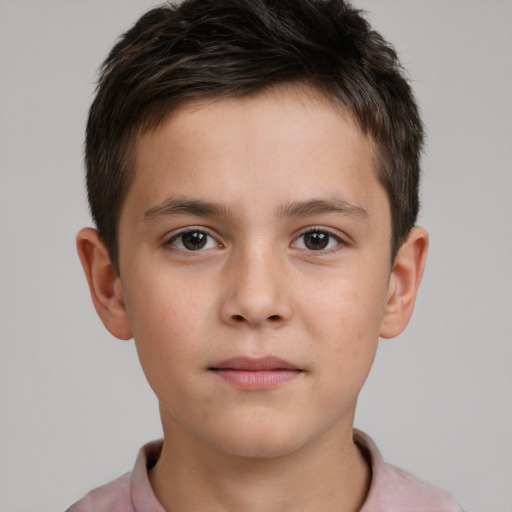 Neutral white child male with short  brown hair and brown eyes