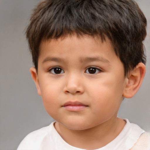 Neutral white child male with short  brown hair and brown eyes