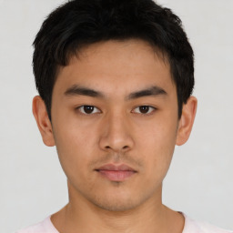 Neutral asian young-adult male with short  brown hair and brown eyes