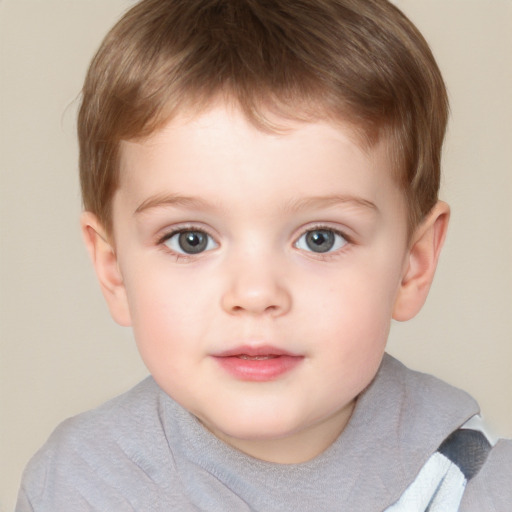 Neutral white child male with short  brown hair and blue eyes