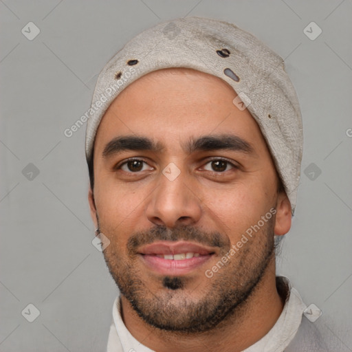 Neutral white young-adult male with short  black hair and brown eyes