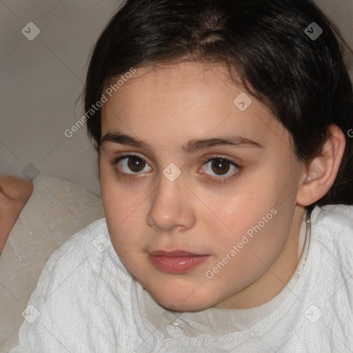 Neutral white young-adult female with short  brown hair and brown eyes