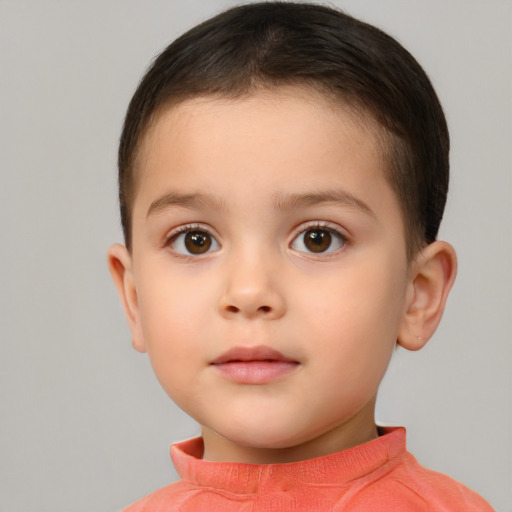 Neutral white child female with short  brown hair and brown eyes