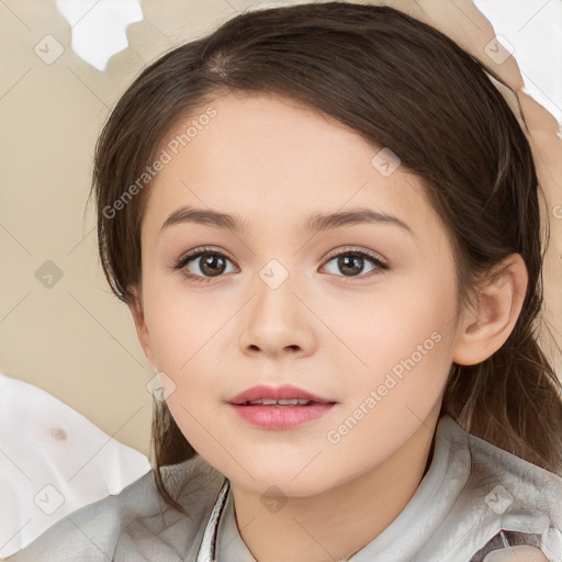 Neutral white child female with medium  brown hair and brown eyes