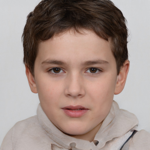 Neutral white child male with short  brown hair and brown eyes