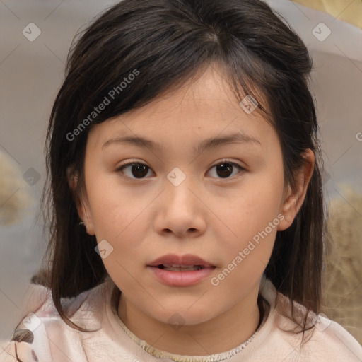 Neutral white child female with medium  brown hair and brown eyes