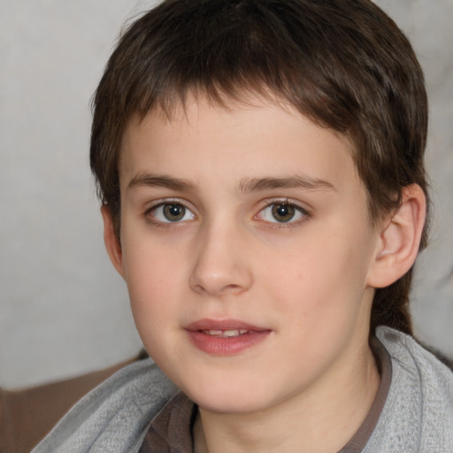 Neutral white child male with short  brown hair and brown eyes