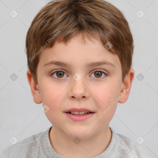 Neutral white child male with short  brown hair and brown eyes