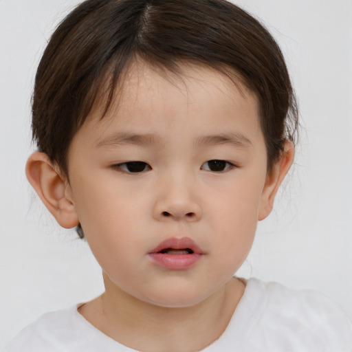 Neutral asian child male with short  brown hair and brown eyes