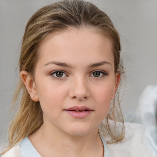 Neutral white child female with medium  brown hair and brown eyes