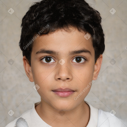 Neutral white child male with short  brown hair and brown eyes
