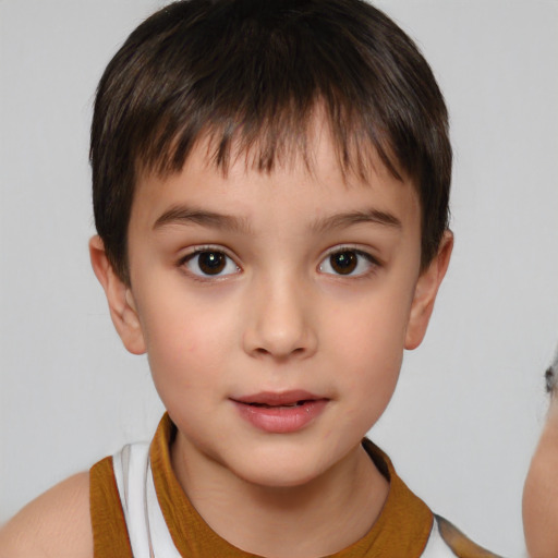 Neutral white child male with short  brown hair and brown eyes