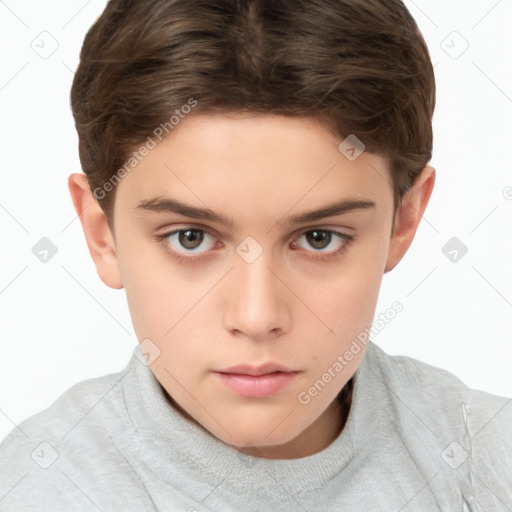 Neutral white child female with short  brown hair and brown eyes