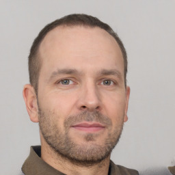 Neutral white adult male with short  brown hair and brown eyes