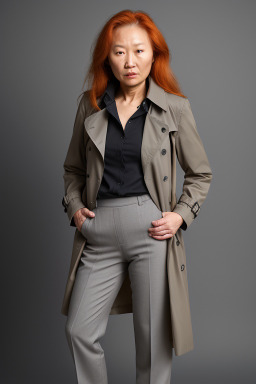 Mongolian 45 years female with  ginger hair