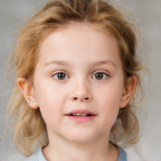 Neutral white child female with medium  brown hair and brown eyes