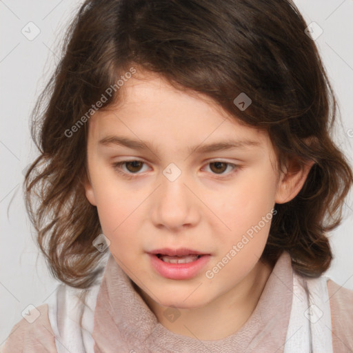 Neutral white child female with medium  brown hair and brown eyes