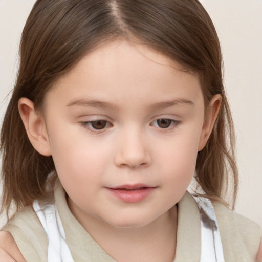 Neutral white child female with medium  brown hair and brown eyes