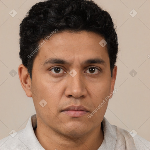 Neutral asian young-adult male with short  brown hair and brown eyes