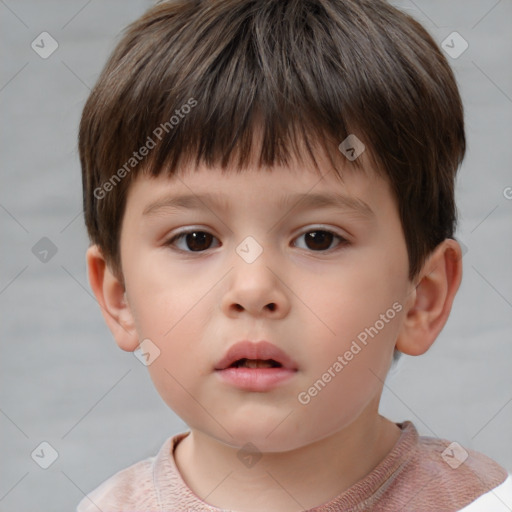 Neutral white child male with short  brown hair and brown eyes