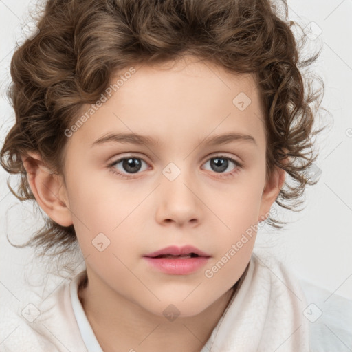 Neutral white child female with medium  brown hair and brown eyes